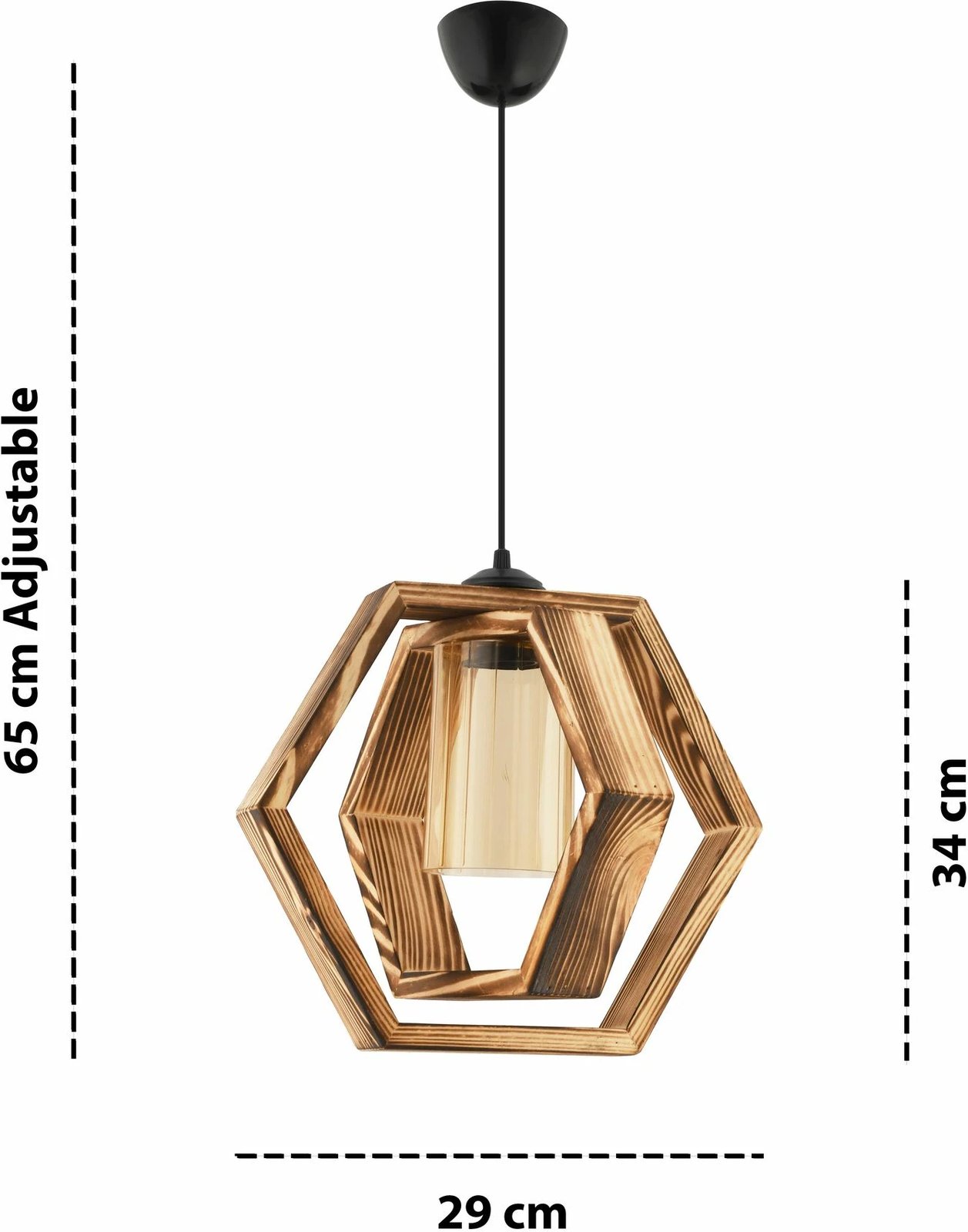 Llambë tavani Opviq Dualhex, trup druri, ngjyrë natyrale dhe e zezë