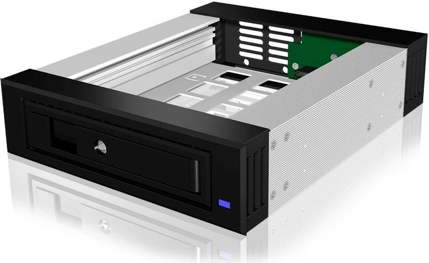 Kasë IcyBox IB-129SSK-B për hard disk 3.5"/2.5", alumini, e zezë