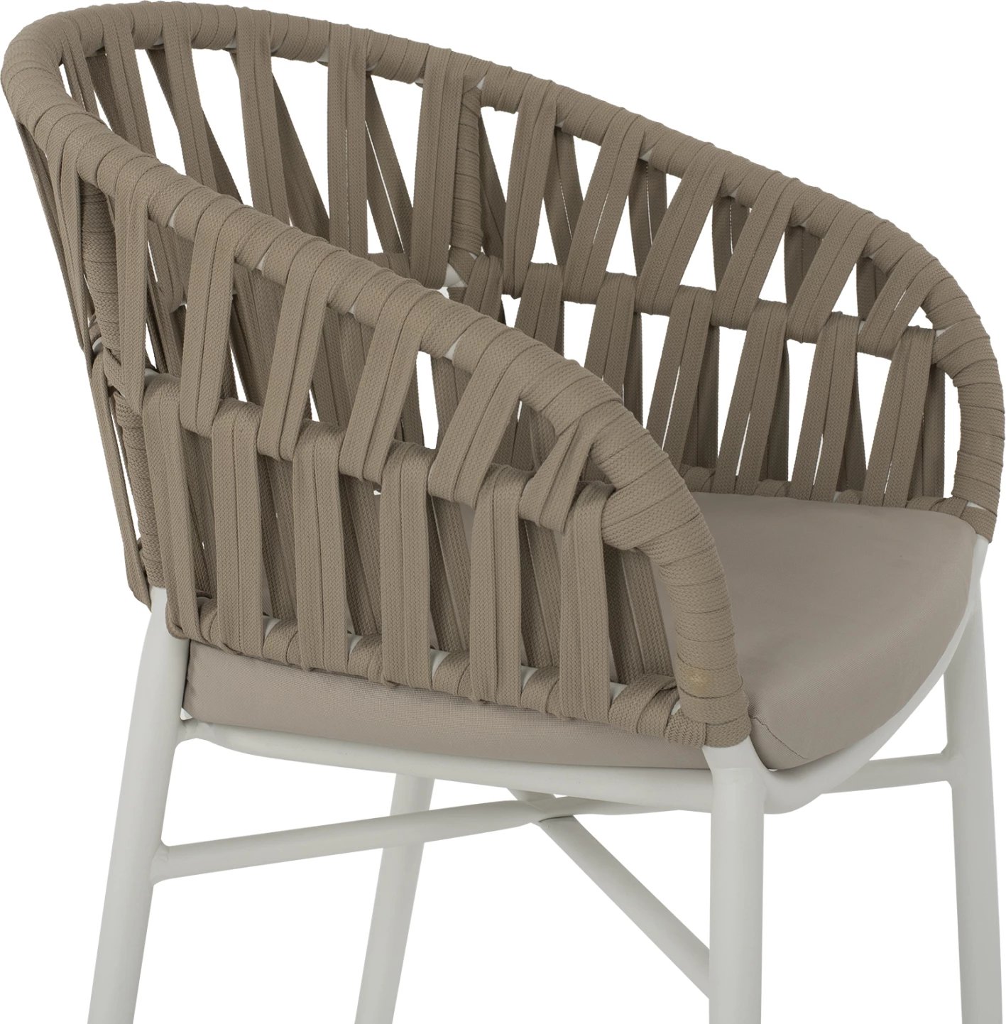 Karrige alumini e bardhë me litar bezhë 57x56x78 cm.FH5857.02