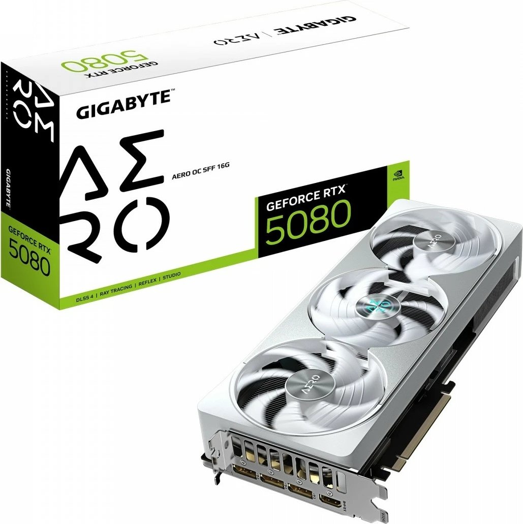 Kartelë grafike Gigabyte GeForce RTX 5080 AERO OC SFF 16G, 16 GB, e bardhë
