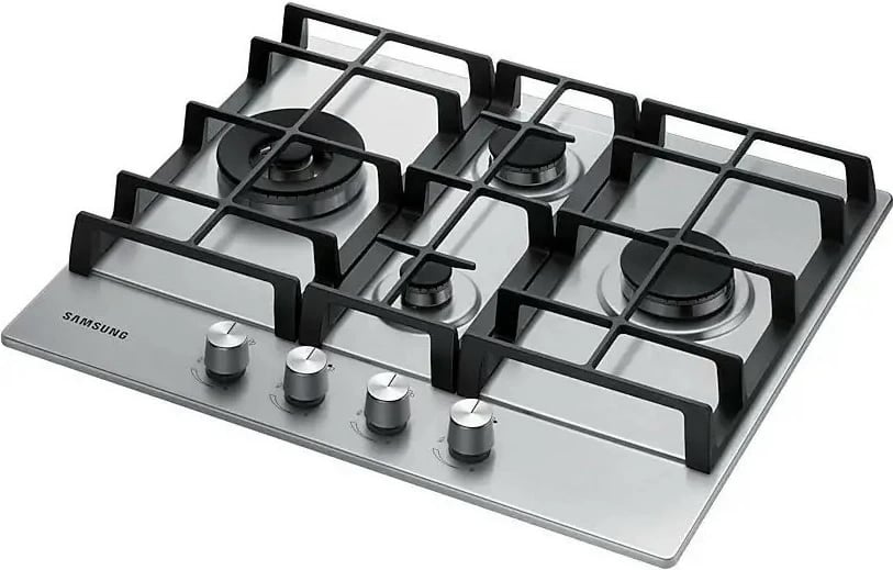 Pianurë gazi e inkastruar, Samsung NA64H3041BS/L1, 4 djegës, 10.3 kW, ndezje elektrike, grila gize, mbajtëse Wok, argjendtë Inox