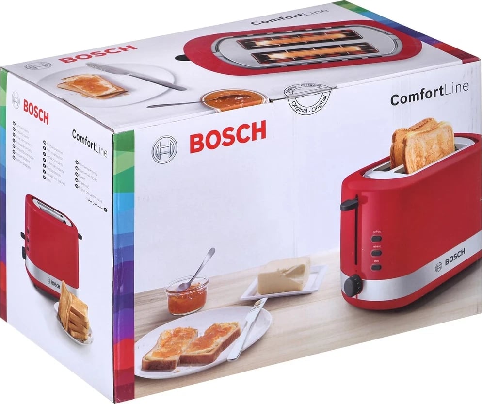 Tostier Bosch TAT6A514, 2 feta, 800 W, e kuqe
