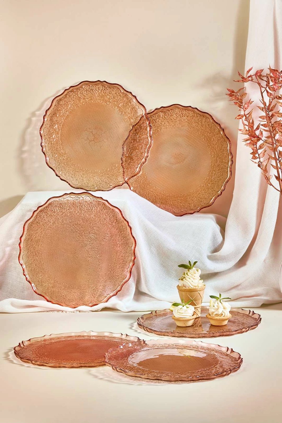 Set pjatash ëmbëlsirash (6 copë), Hermia Concept, Goblen6, ngjyrë bakri