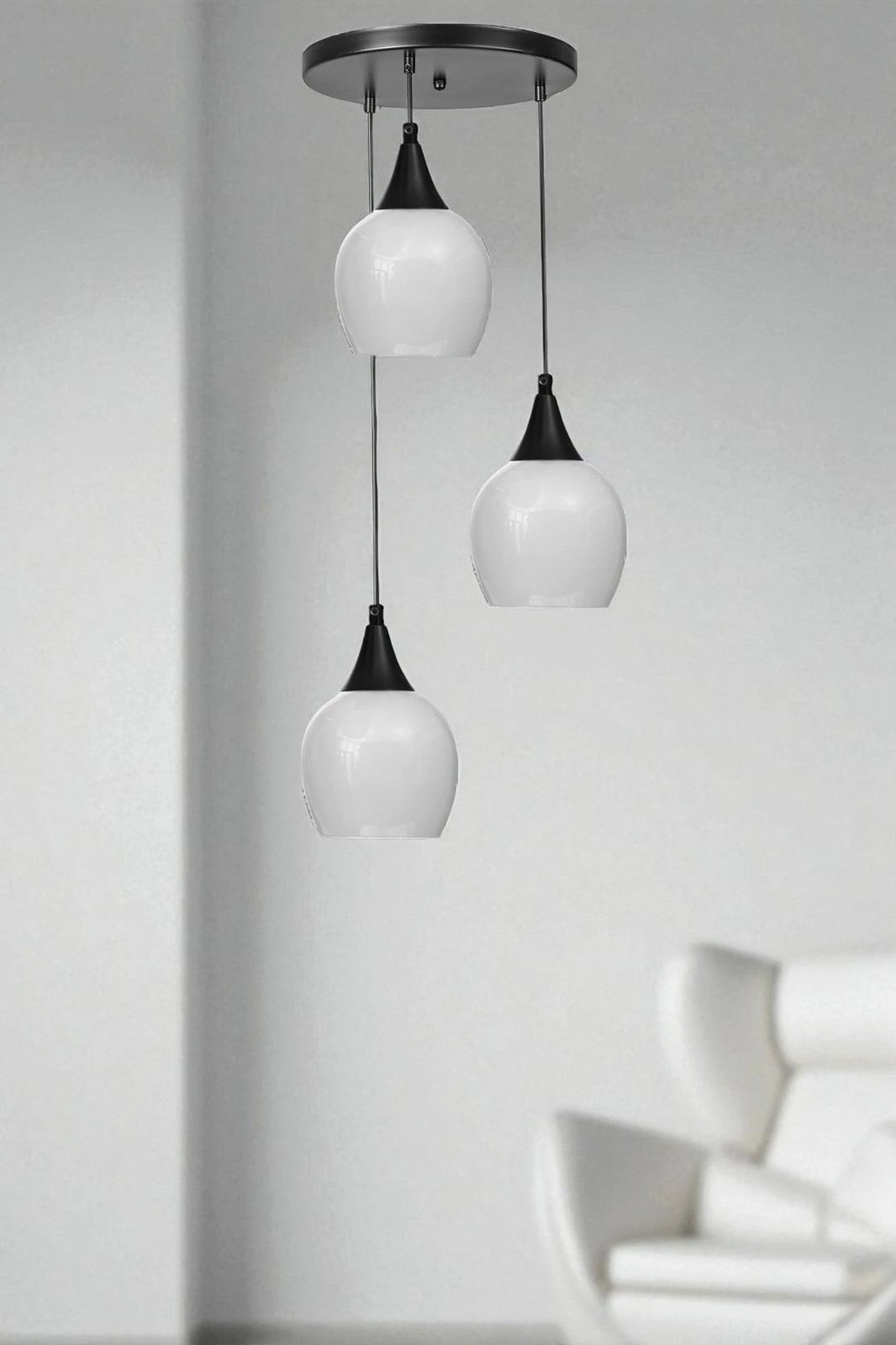 Llambë tavani Opviq, 9065-3, metal dhe qelq, e bardhë dhe e zezë