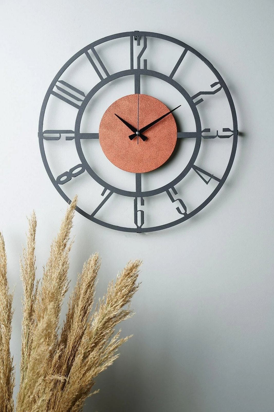 Orë muri dekorative metalike Wallity, Myk9911, e zezë dhe portokalli, 50x50cm