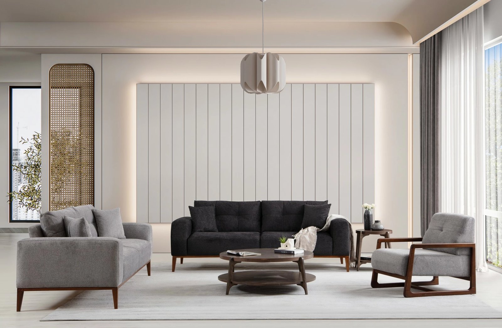 Divan-krevat treshe, ngjyrë antracit, Sinor 3 vendesh