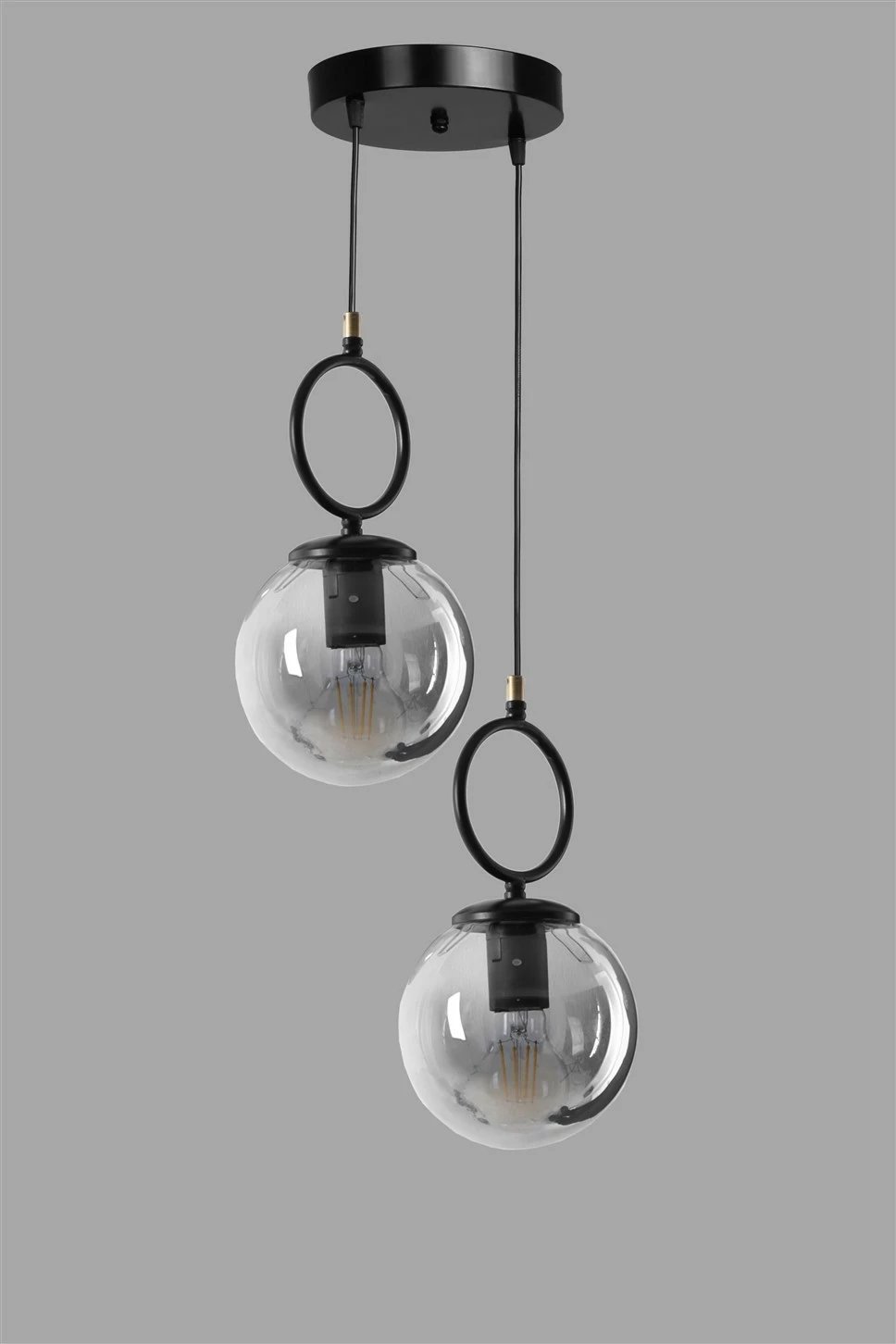 Llambë tavani Opviq Morino 2 me gotë të tymosur, e zezë