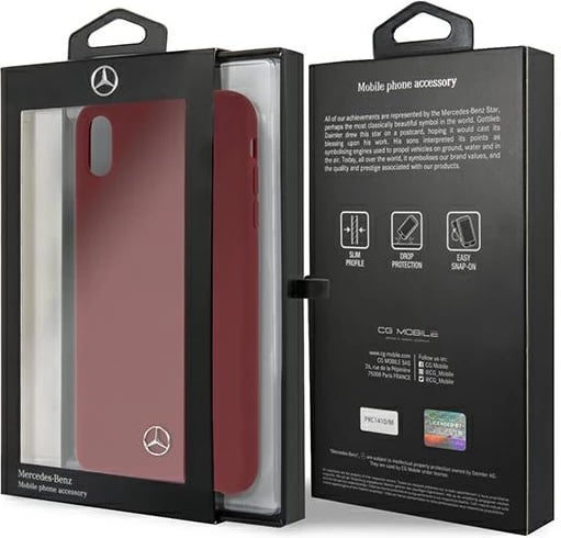 Mbështjellës Mercedes MEHCI65SILRE për iPhone XS Max, silikon, i kuq