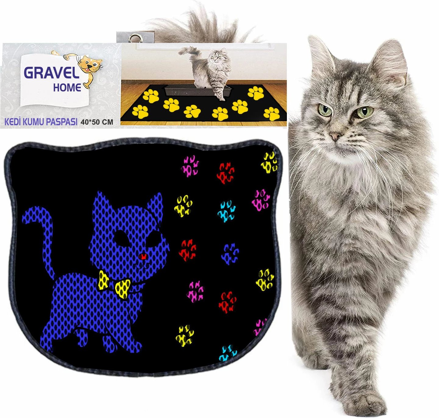 Tapet për rërë mace, shumëngjyrësh, Paws & Whiskers, Kdkafa0103, 40x50cm