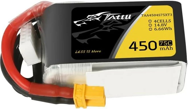 Bateri LiPo Tattu 450mAh 14.8V 75C 4S1P me XT30