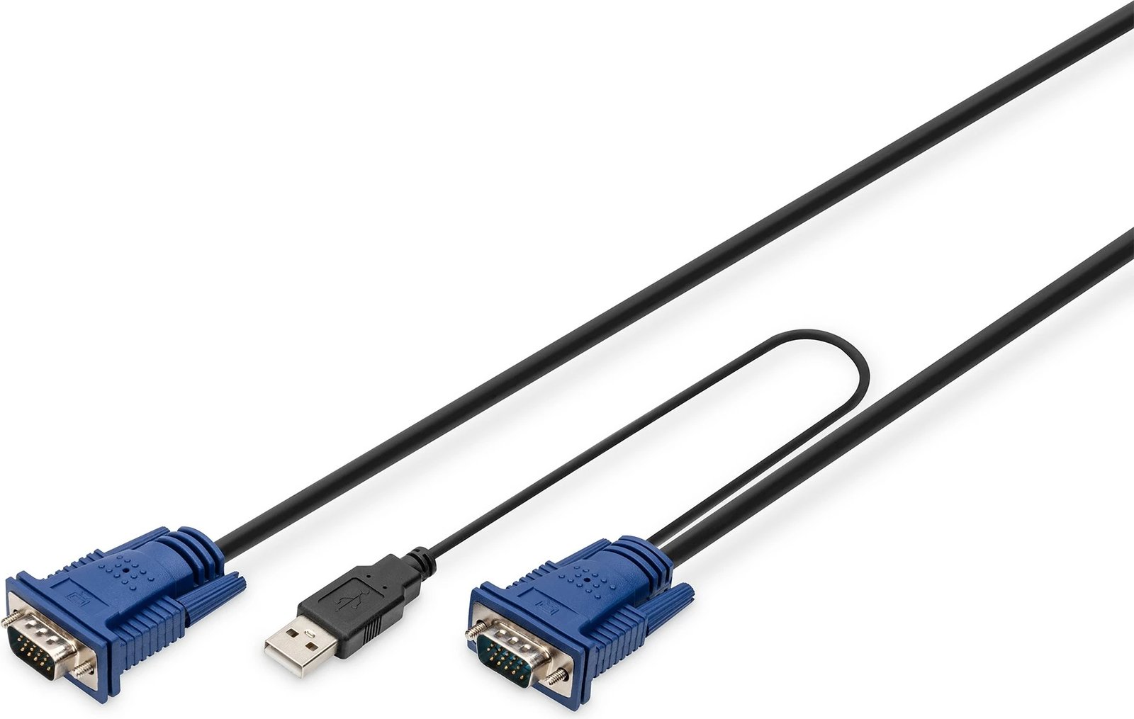 Kabllo KVM Digitus, VGA, PS/2, USB, 1.8m, e zezë