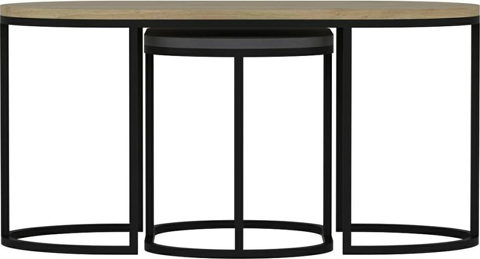 Set tavolinash të vendosshme Hanah Home, Dena, antracit dhe lis, 3 copë