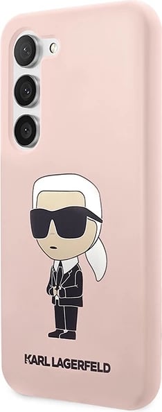Mbështjellës Karl Lagerfeld KLHCS23SSNIKBCP për Samsung Galaxy S23, silikon, rozë