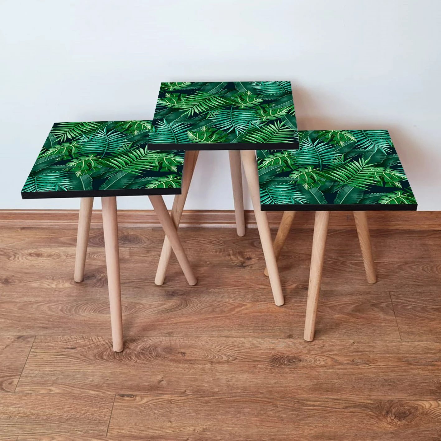 Set tavolinash ndihmëse, 3 copë, ngjyrë e gjelbër, Skye Decor, 3Shp202