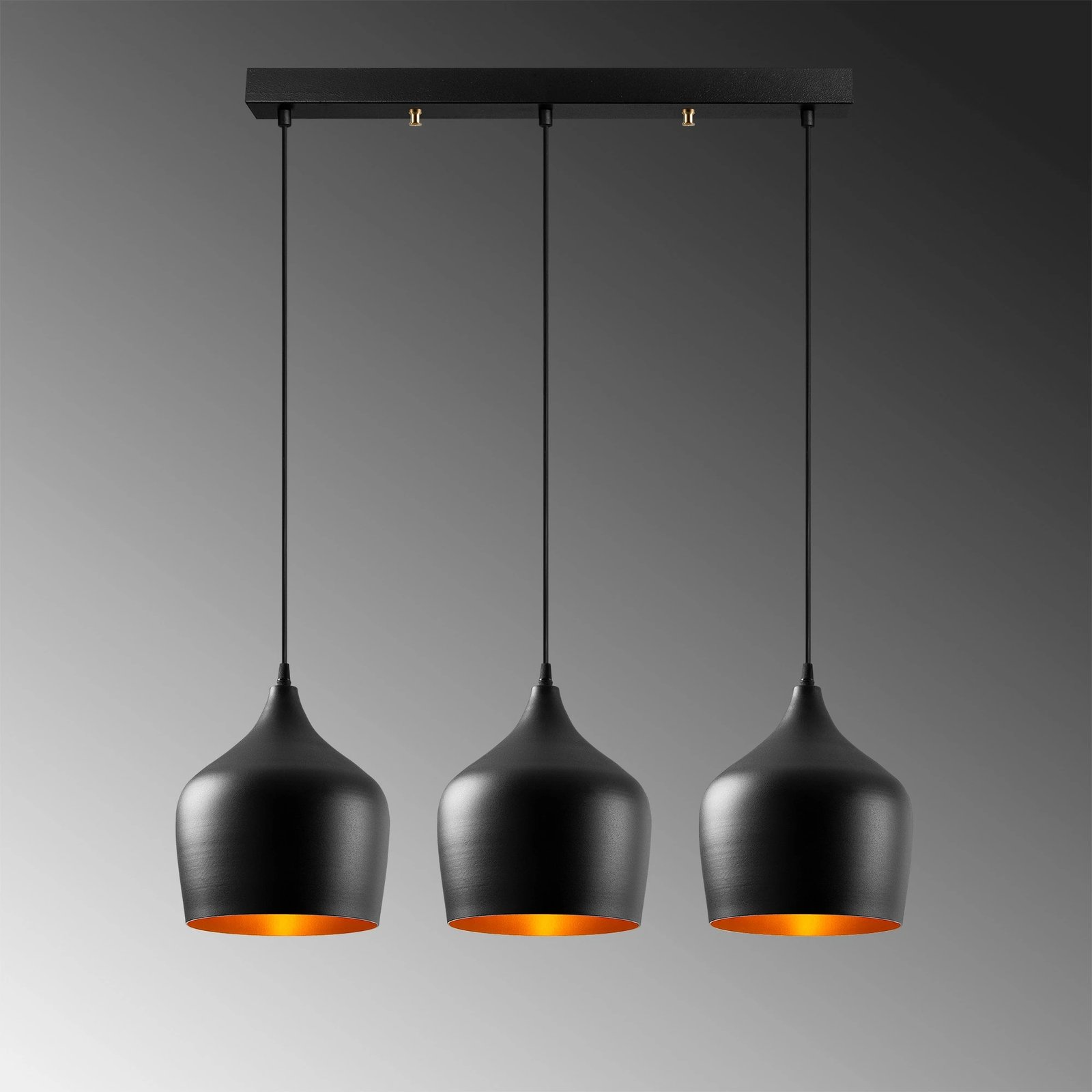 Llambë tavani moderne, tre pjesë, ngjyrë e zezë, Dodo - 6271