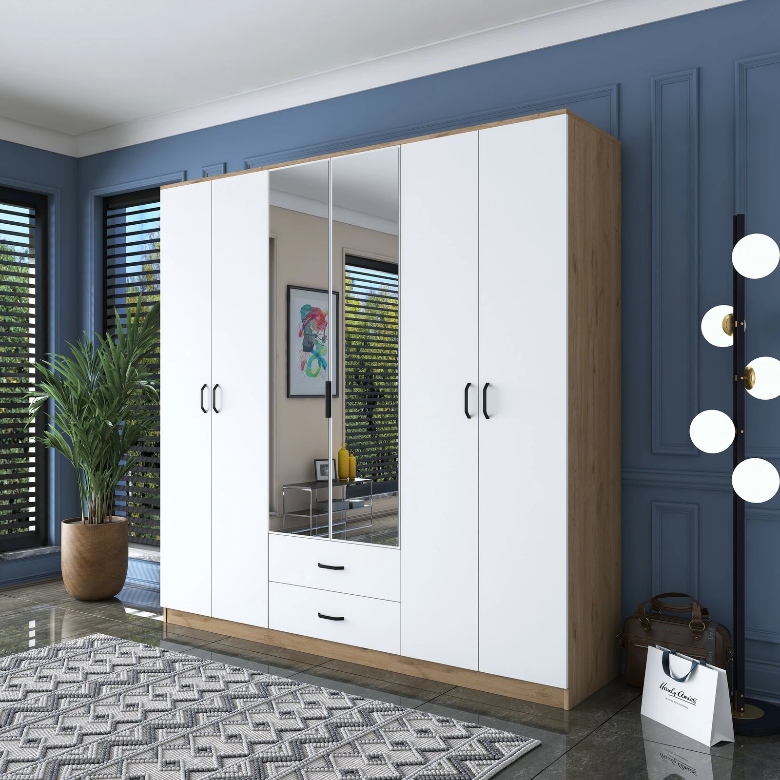 Dollap Skye Decor, ngjyrë arre dhe e bardhë, BA130 - 3049