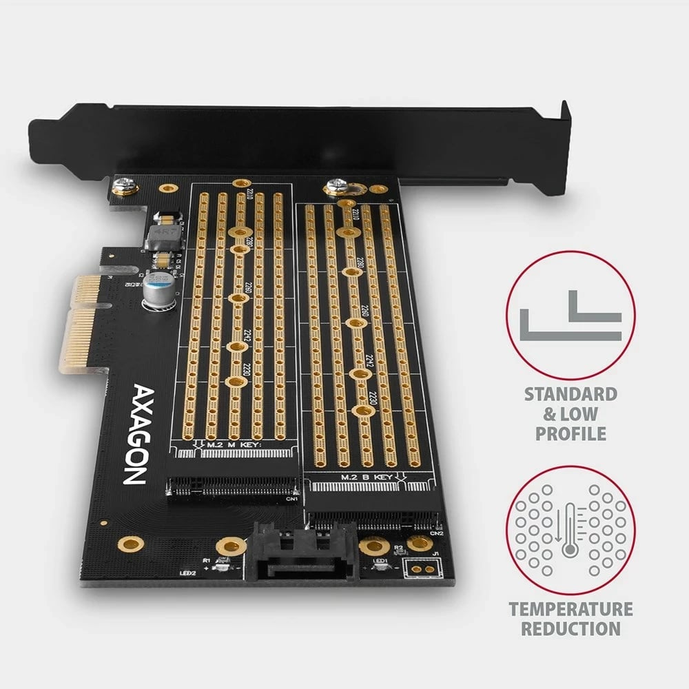 Kartë/adaptues AXAGON PCEM2-D për M.2 SATA, PCIe 4.0, Gold