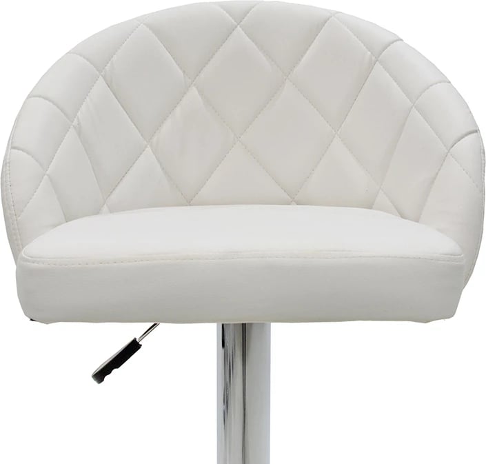 Karrige për bar Balina, lartësi e rregullueshme, lëkurë sintetike e bardhë, metal kromi, 52x53x109cm, set prej 2 copësh