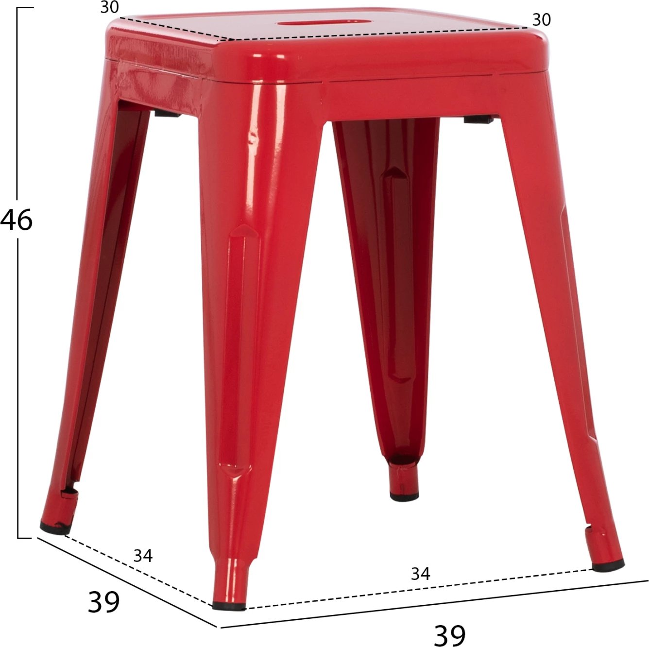 Karrige për bar MELITA FH0096.44 metalike ngjyrë kuqe 39x39x46Hcm.