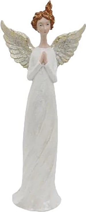 Engjëll dekorativ për Krishtlindje, krahë të artë, 19x10x45cm