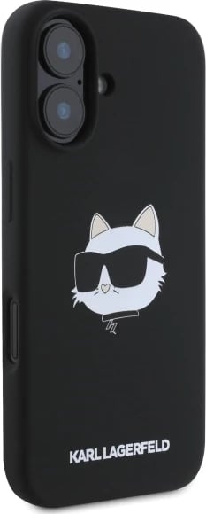 Mbështjellës Karl Lagerfeld Silicone Choupette Head MagSafe për iPhone 16, i zi