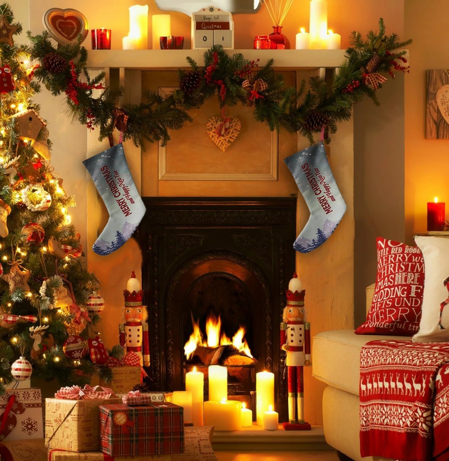 Çorape dekorative për Krishtlindje, shumëngjyrëshe, Evila Originals, Crp004, 35x18cm