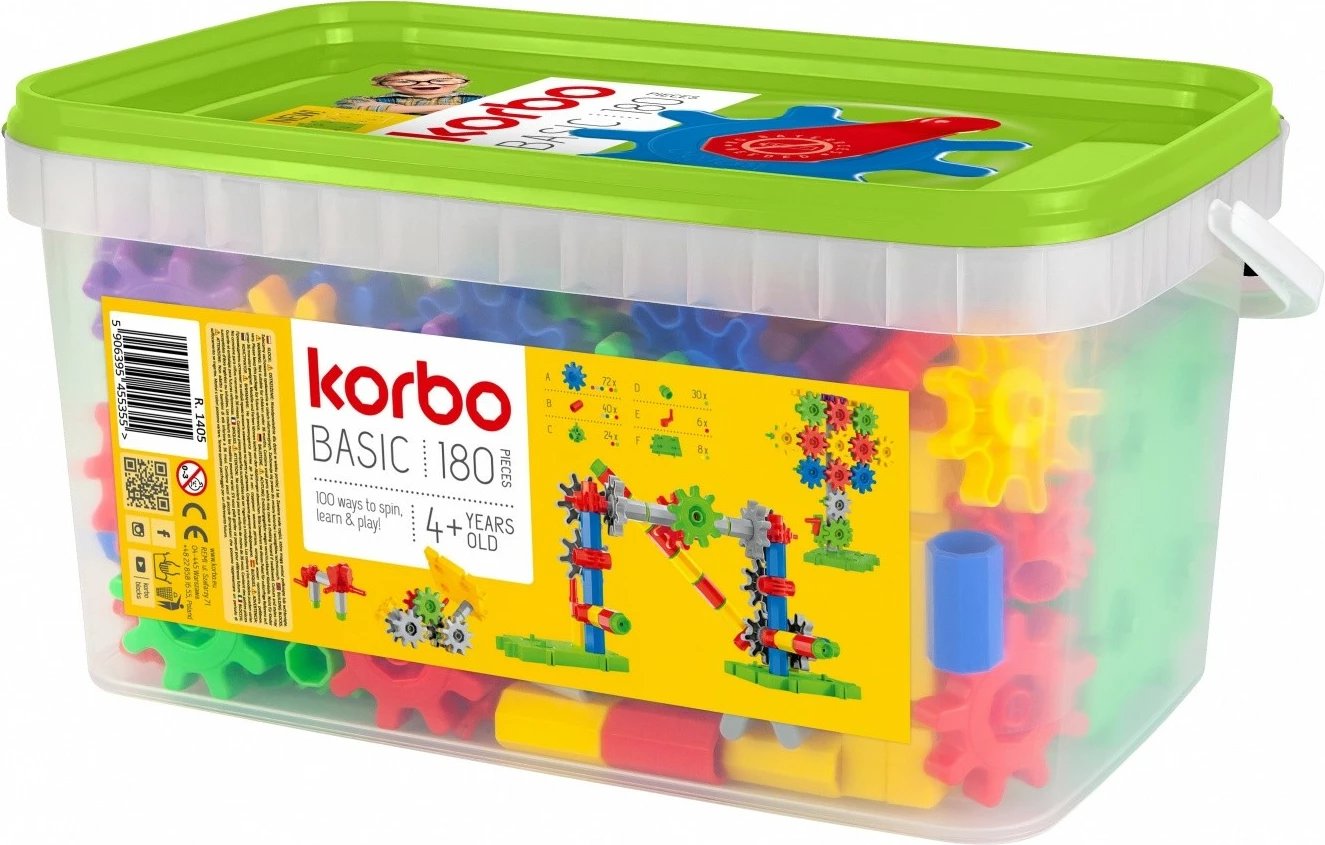 Set blloqe ndërtimi Korbo Basic 180 pjesë, shumëngjyrëshe