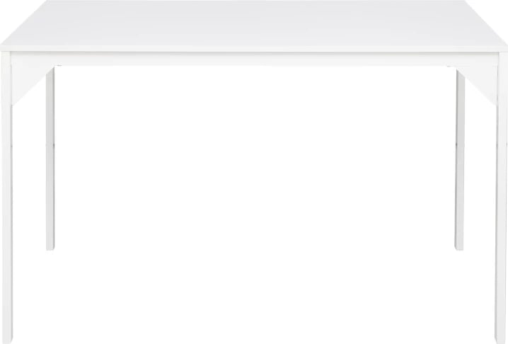 Tavolinë melamine e bardhë, këmbë metalike, 120x75x75cm