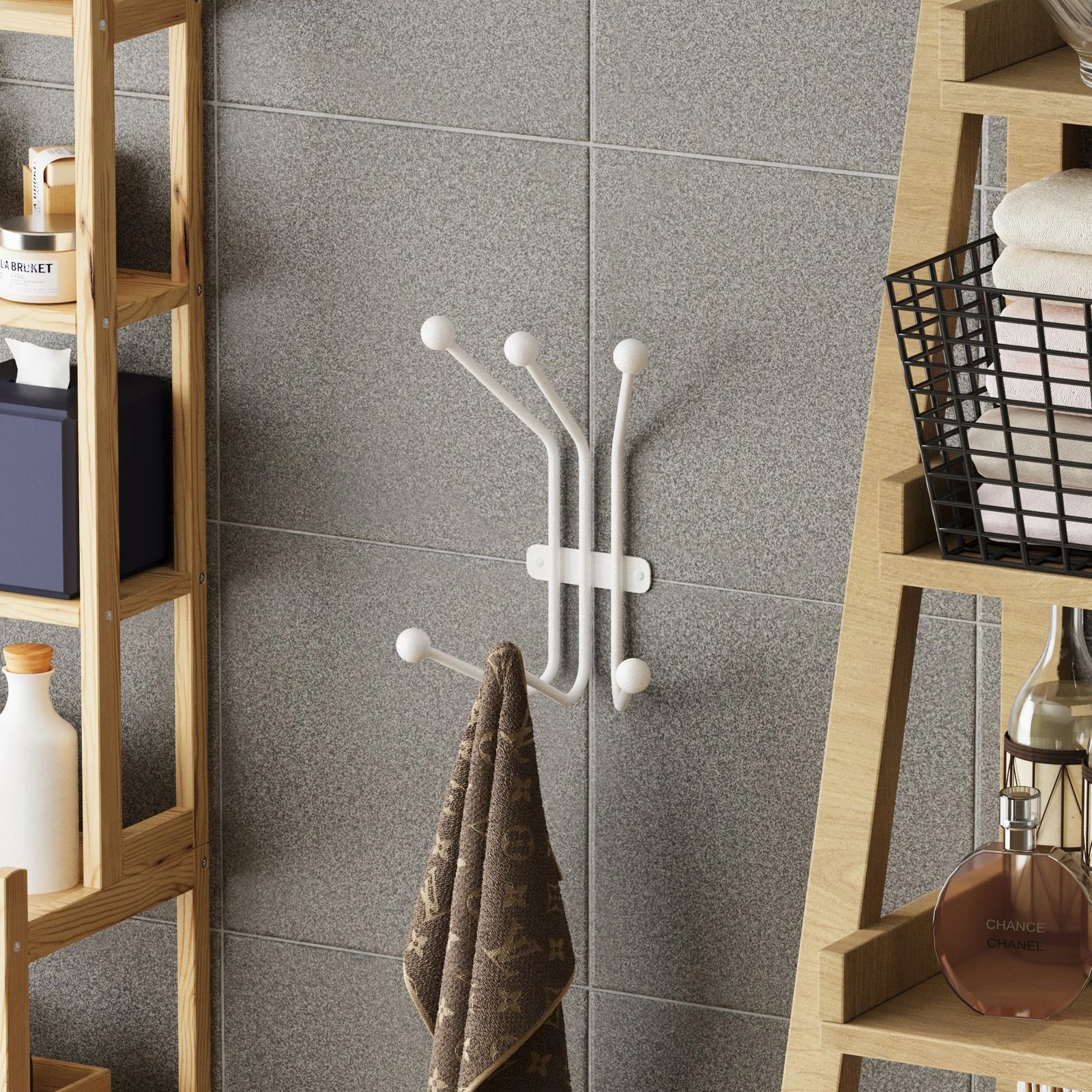 Varëse muri metalike Wallity, Ant-B, e bardhë, 23x13x30cm