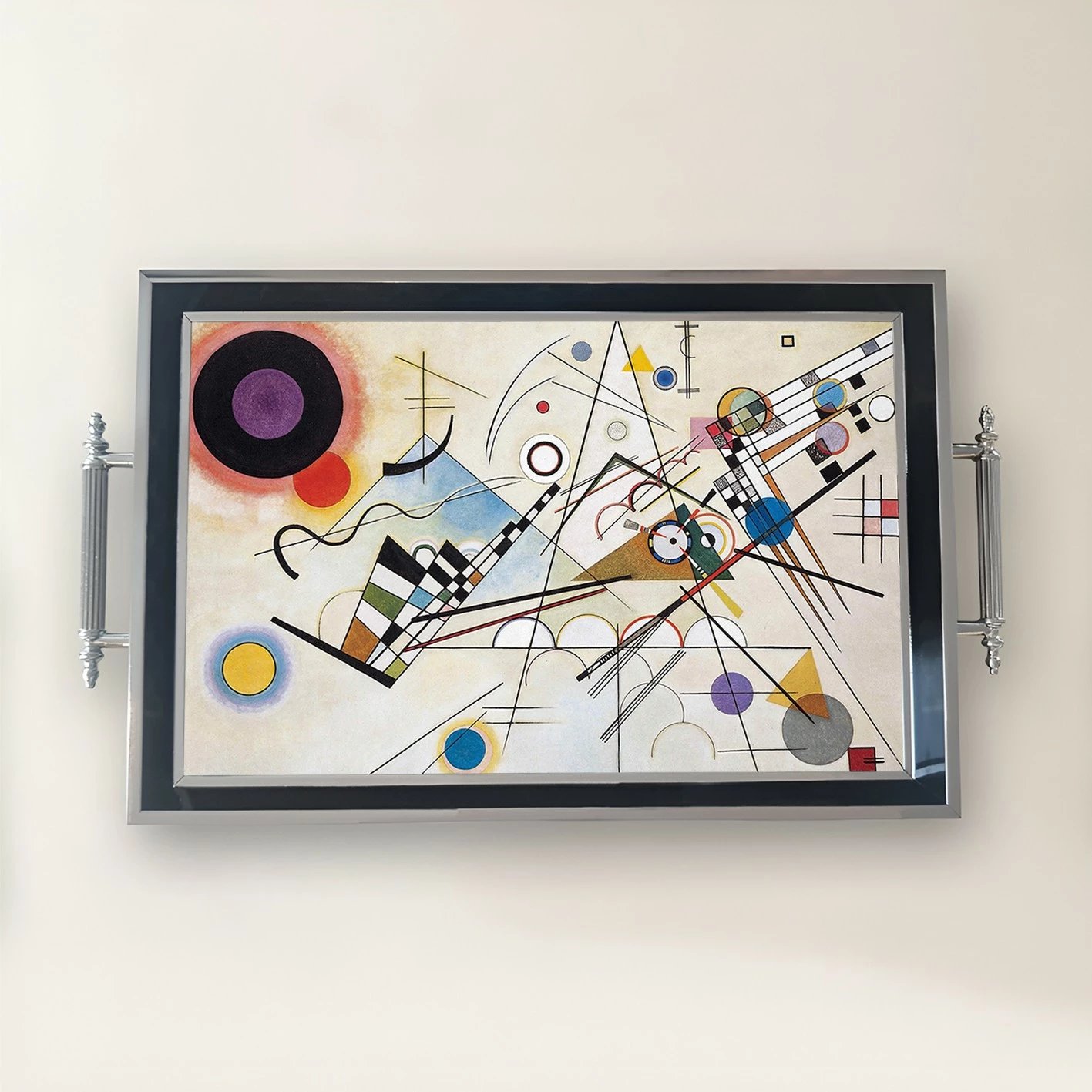 Tabaka prej qelqi, dizajn Aberto, TPG9939, shumëngjyrëshe, 50x29x3.5cm