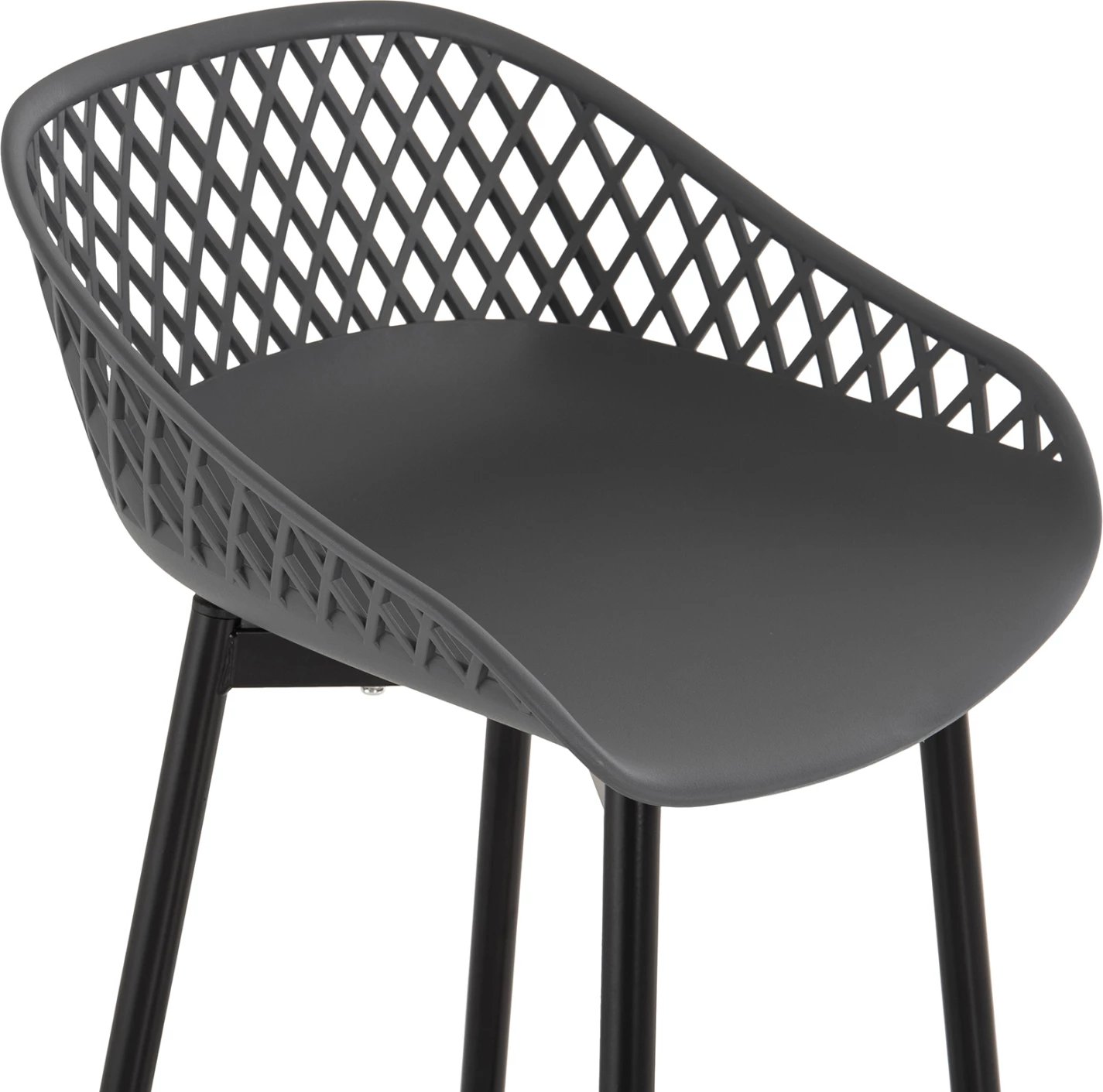 Karrige për bar AVAYA FH8686.20, polipropilen gri, këmbë metalike të zeza, 46x48x99H cm