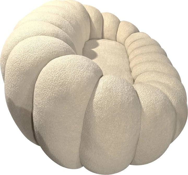 Divan Embrace, stof boucle, ngjyrë bezhë, 180x105x65cm