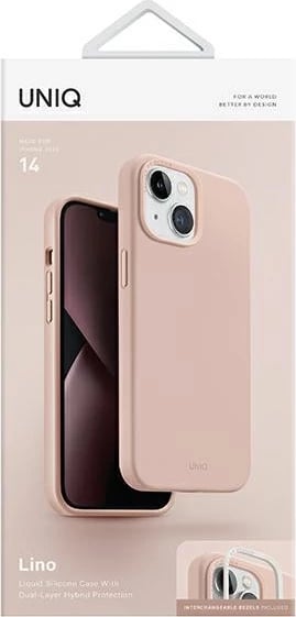 Mbështjellës UNIQ Lino për iPhone 14, Rozë