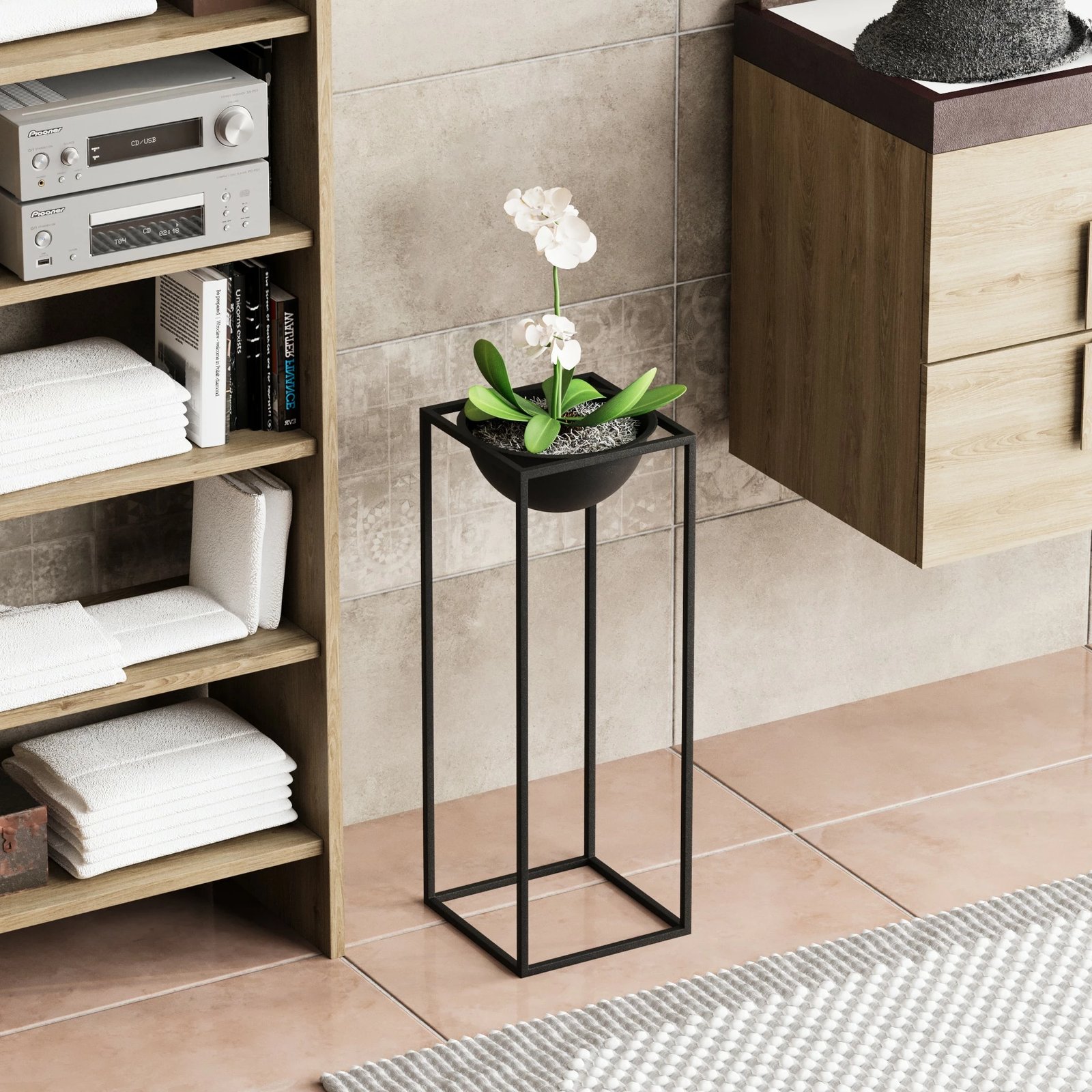 Vazo dekorative, dizajn Aberto, GED-021, e zezë, 22x22x60cm