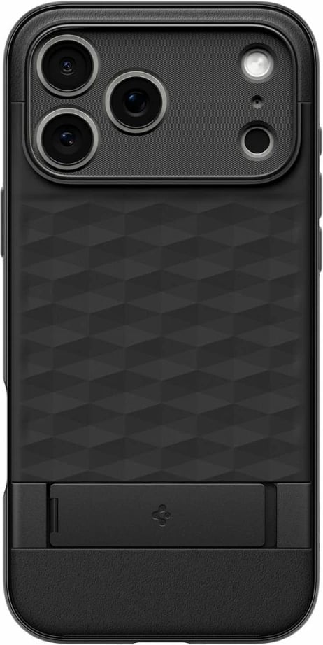 Mbështjellës Spigen Parallax S me MagSafe për iPhone 17 Pro, TPU me këmbë mbajtëse, e zezë mat