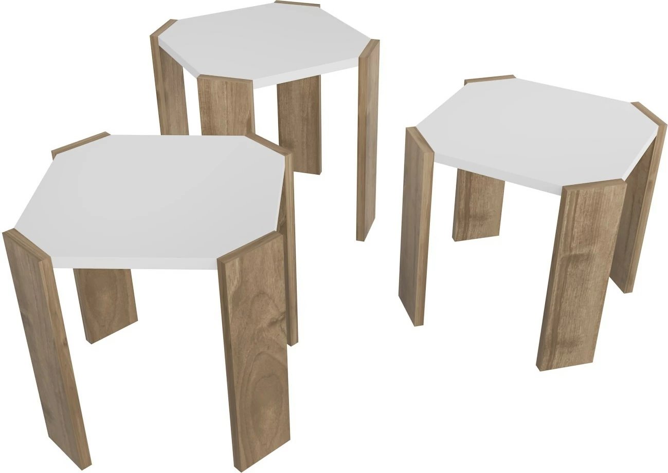 Tavolinë kafeje Hanah Home, Lori, e bardhë dhe arre