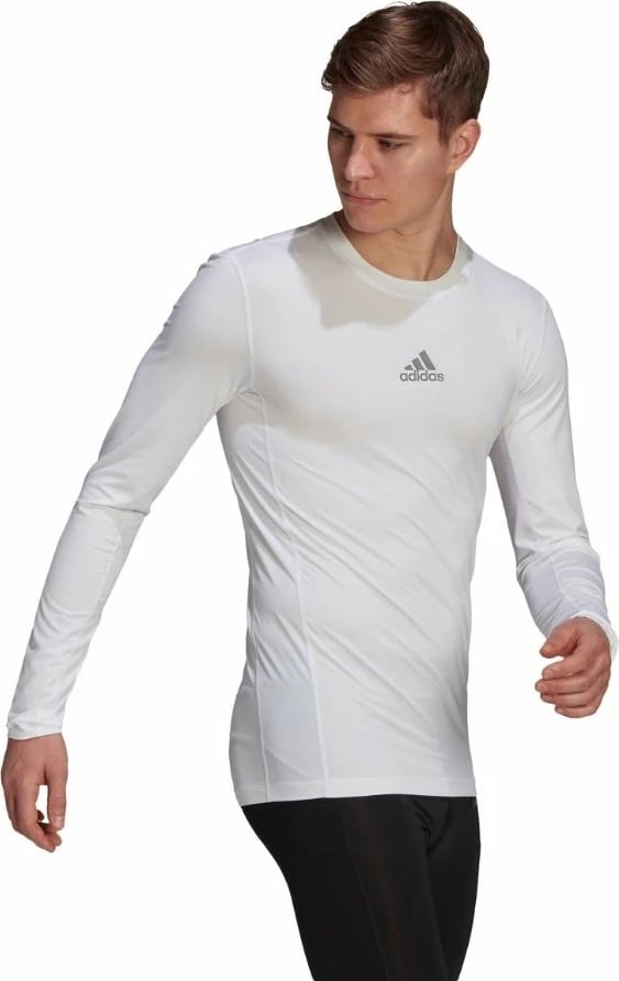 Maicë e ngushtë me mëngë të gjata për meshkuj adidas, e bardhë