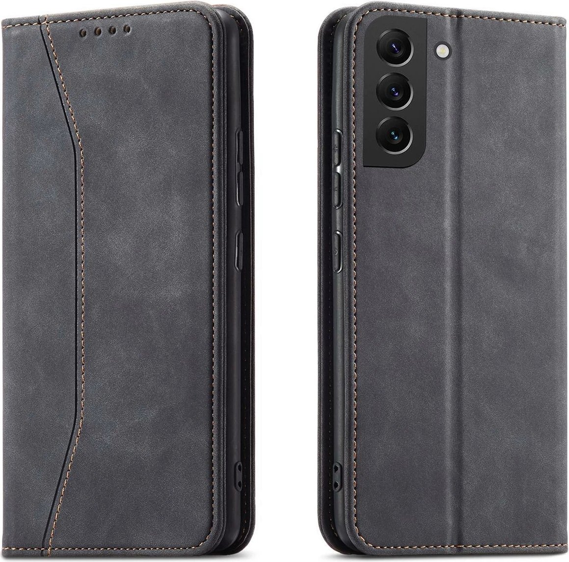 Mbështjellës Hurtel Magnet Fancy Case për Samsung Galaxy S23+, me kapak, portofol dhe qëndrim, e zezë