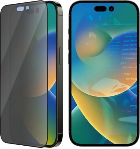 Mbrojtës ekrani PanzerGlass Ultra-Wide Fit Privacy me EasyAligner për iPhone 14 Pro, xham i temperuar, antibakterial
