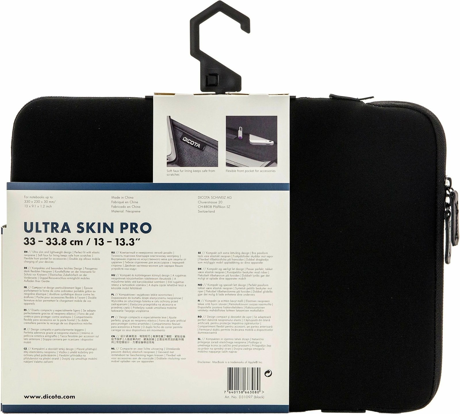 Mbështjellës DICOTA Ultra Skin PRO, 13-13.3", i zi