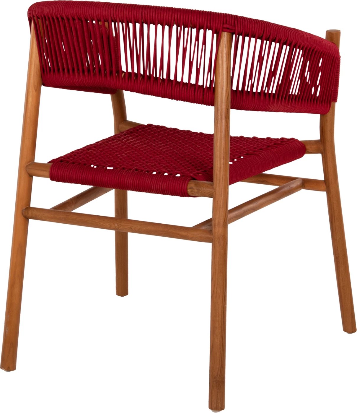 Karrige ngrënieje me krahë IRVING, dru TEAK, ngjyrë natyrale dhe litar i kuq burgundy, FH9797, 60x55x75H cm