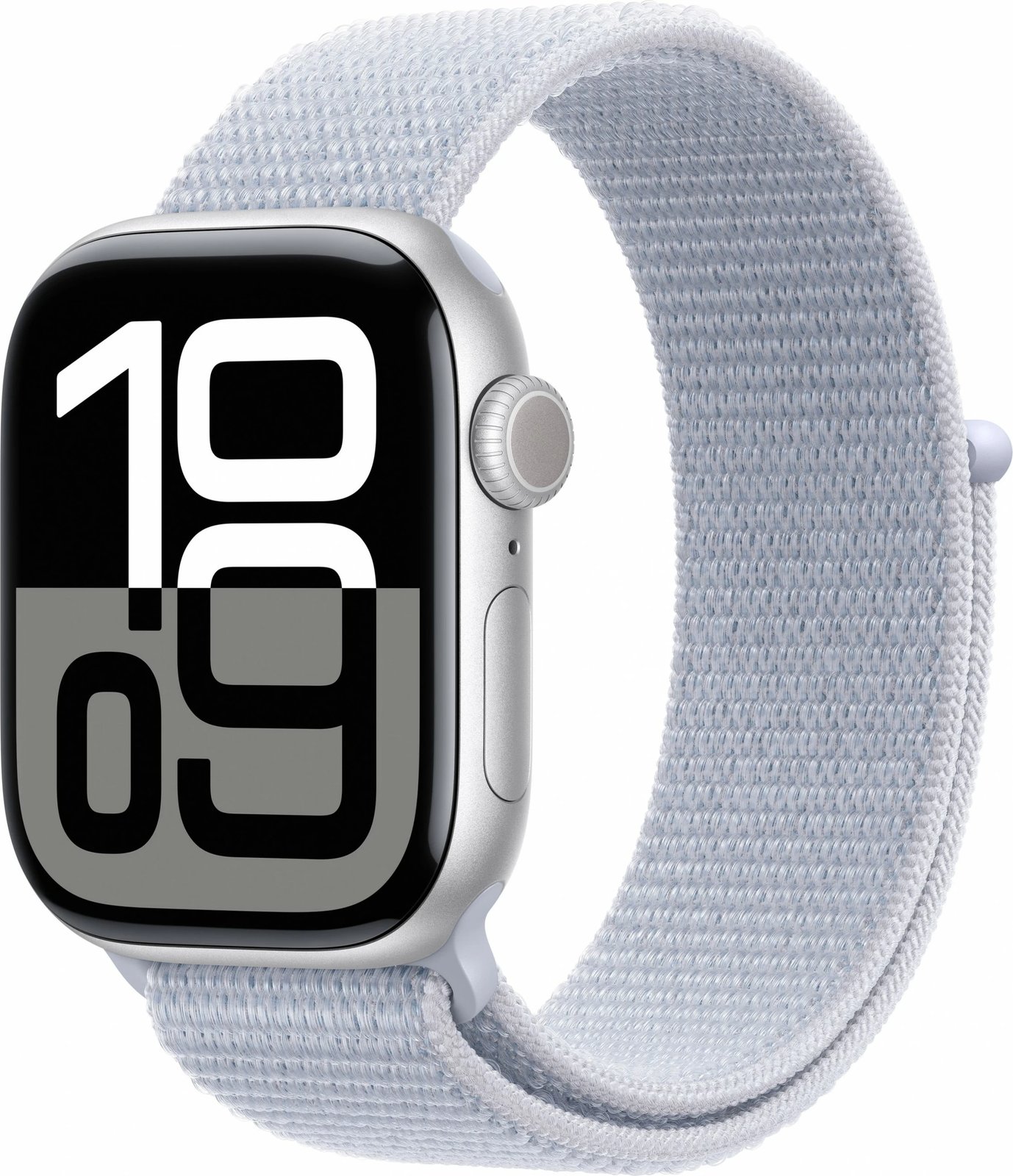 Smartwatch Apple Watch Series 10 GPS 42mm, alumini argjendtë, Sport Loop Blue Cloud