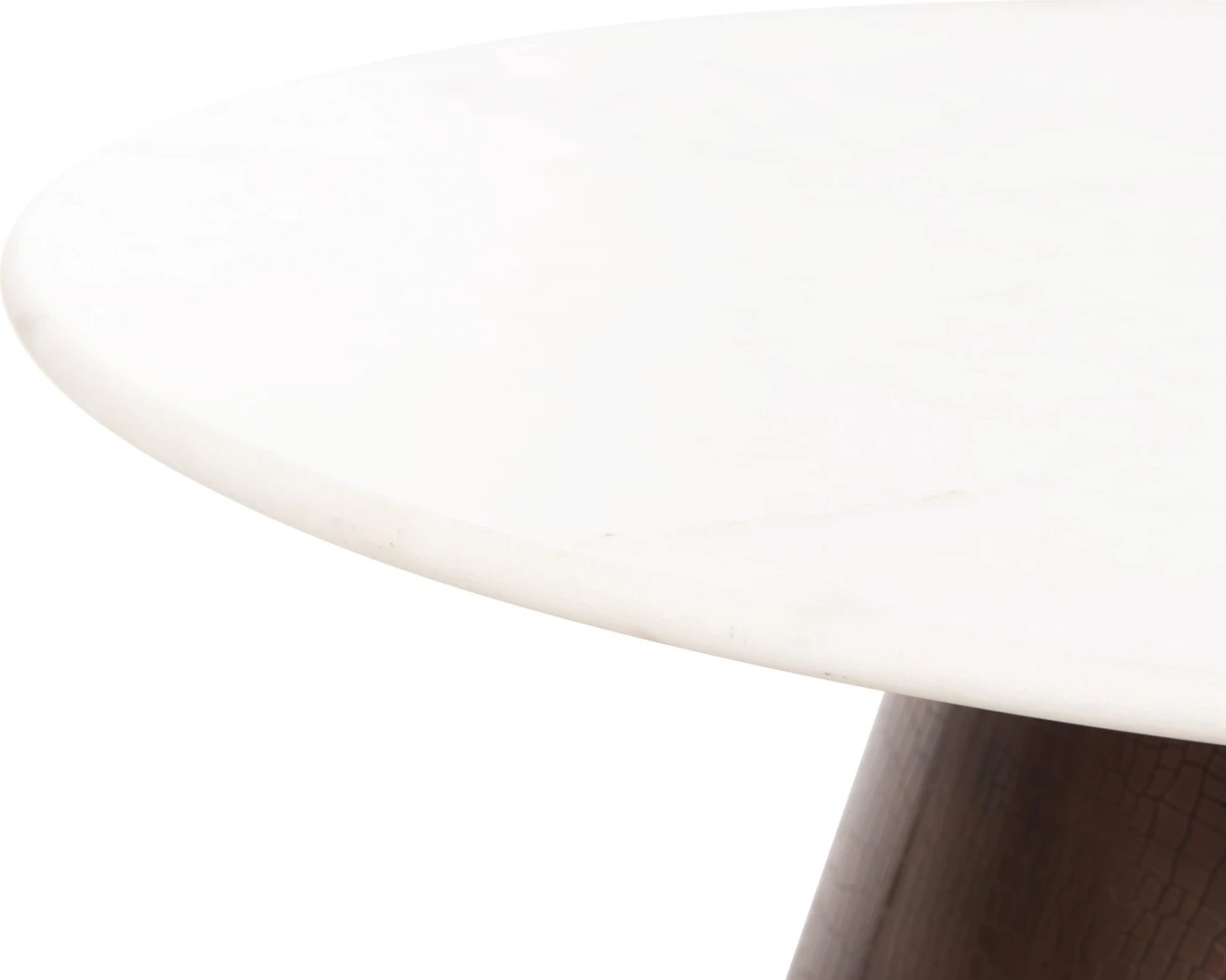 Tavolinë kafeje FODEN, sipërfaqe mermeri të bardhë, ngjyrë bakri antik, Φ77x40H cm