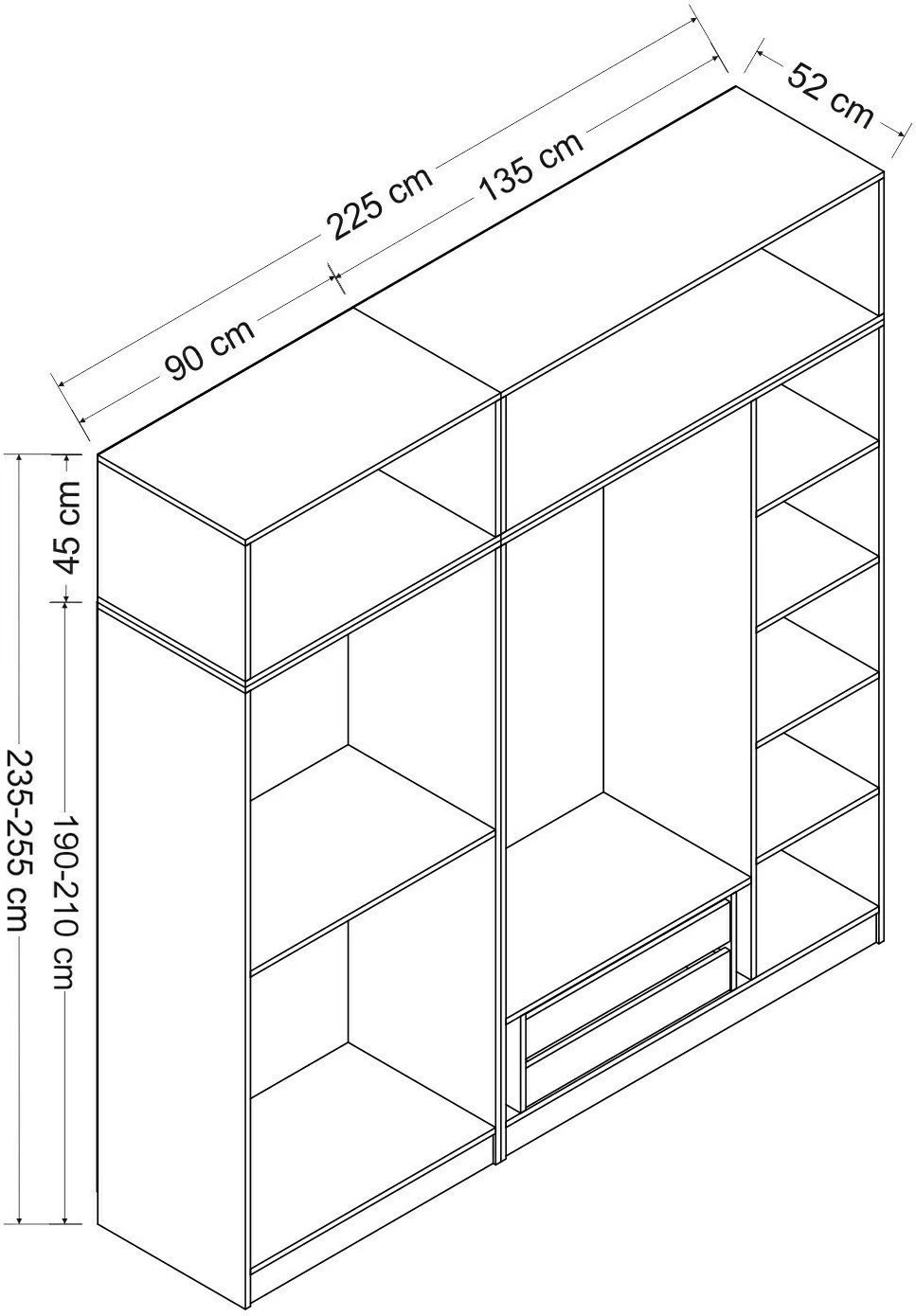 Dollap Skye Decor, ngjyrë antracit, 7719