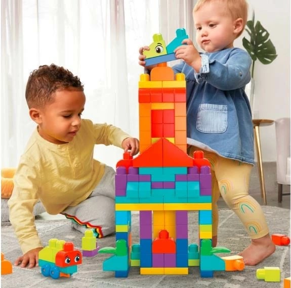 Set blloqesh ndërtimi Mega Bloks HHM96, 150 copë, shumëngjyrëshe, me çantë të madhe