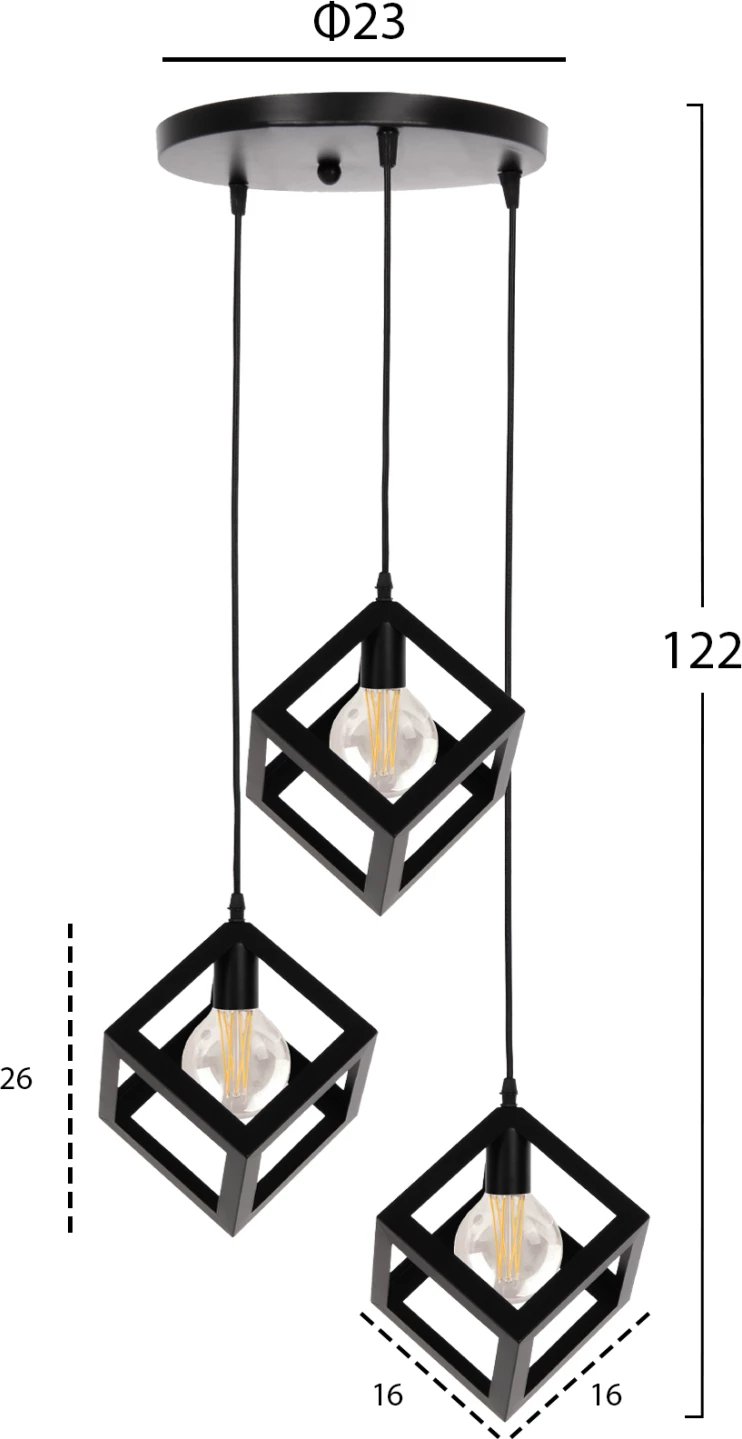 Llambë varëse tavani, FH4036, 23x122H cm, e zezë
