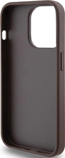 Mbështjellës Guess 4G Metal Gold Logo për iPhone 15 Pro, Kafe