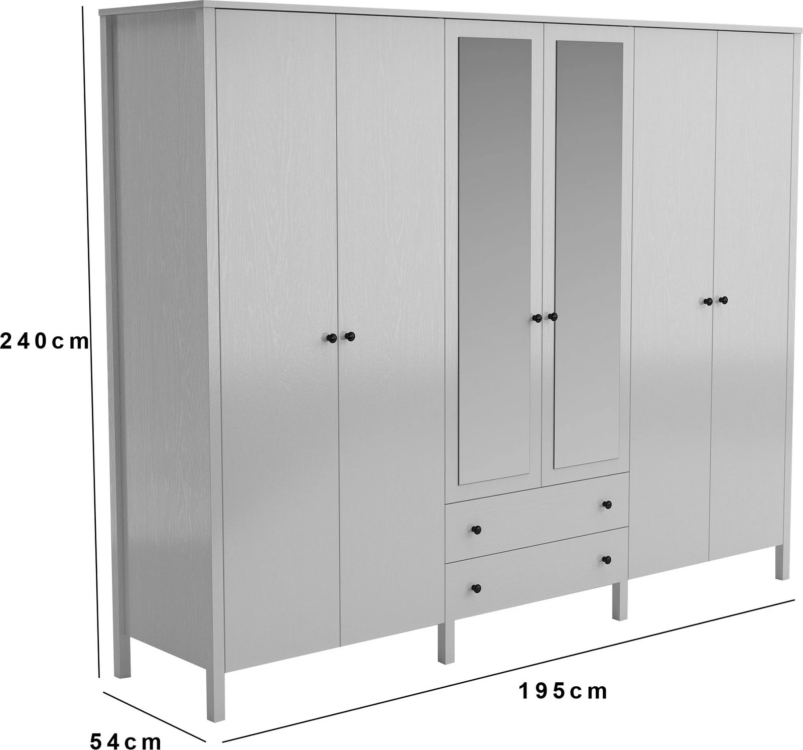 Dollap Hanah Home, FRN-10011, ngjyrë druri dhe e bardhë, 240x195x54 cm