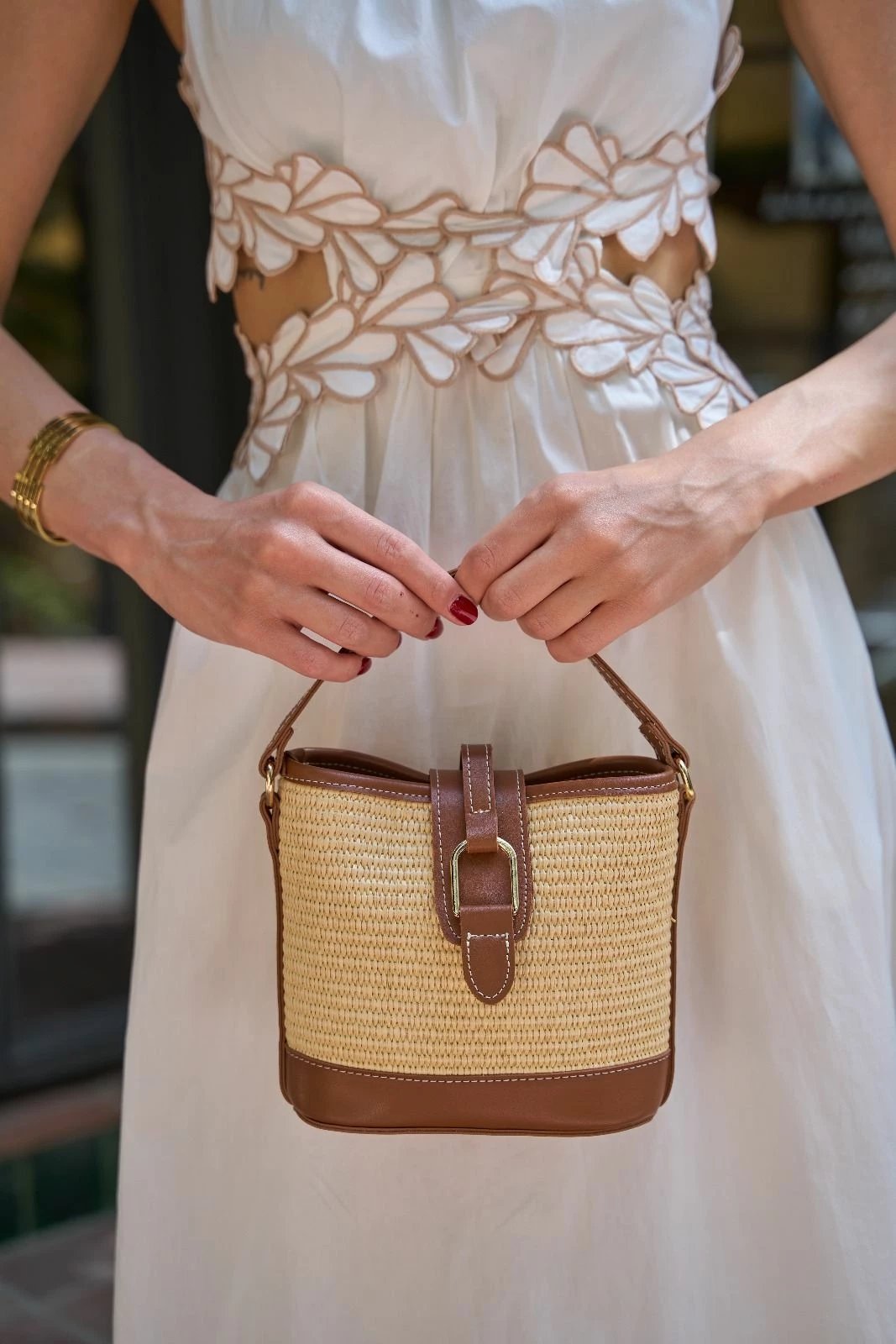 Çantë dore Zoozie Bags, MK1020225SV10-018, ngjyrë tan dhe lis