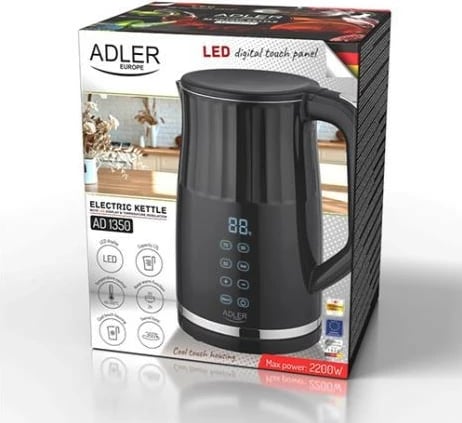 Ibrik elektrik Adler AD 1350 me kontroll temperature, 1.7L, i zi